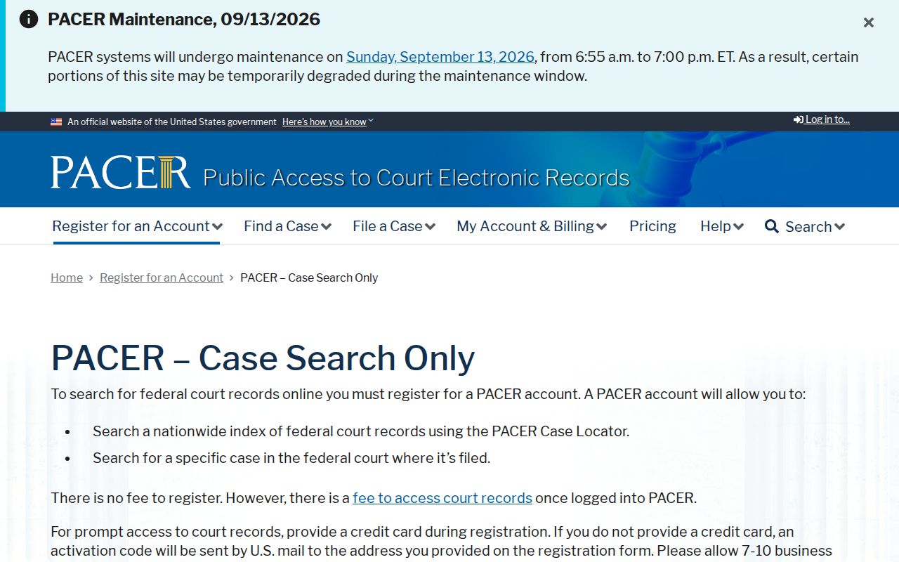 PACER account requirement for federal records separate from Irwin County arrest warrants