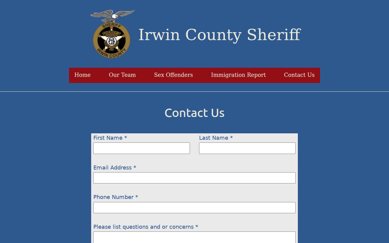 Irwin County most wanted sheriff contact information